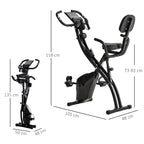 Vélo d'Appartement Pliable 4-en-1 - Ergomètre Magnétique Silencieux avec Cordes de Résistance - Sport Maison et Cardio-training avec Roulettes, Selle Confort et LCD (Max 120kg), Noir-2