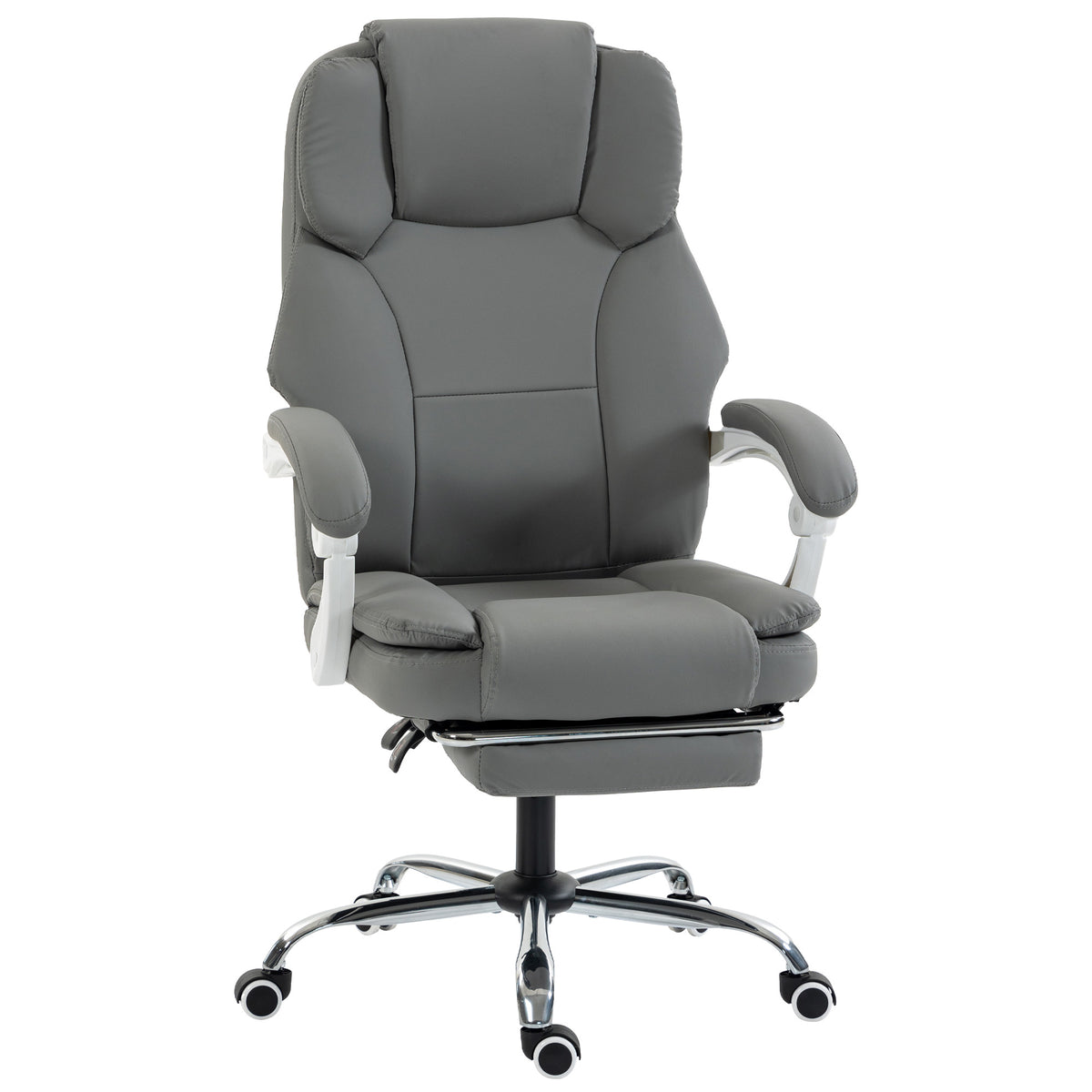 Chaise Bureau Ergonomique, Fauteuil de Bureau Inclinable en Cuir Synthétique Adapté aux Animaux, Hauteur Réglable, Gris-0