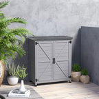 Armoire de jardin en Bois Extérieur, armoire de rangement de Jardin avec Plan de Travail acier galvanisé 79x43x92cm gris-9