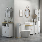 Meuble de salle de bain support papier toilette avec placard et étagères réglables 20 x 20 x 80 cm blanc-1