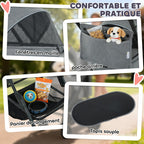 Poussette pour Chien Pousse-Chien 3 en 1 Détachable Pliable Nacelle Amovible et Sans Fermeture Éclair Suspension Gris-7