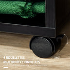 Lot de 2 portants à vêtements penderie mobile avec roulettes 2 niches + Grand Espace penderie en bois noir-4