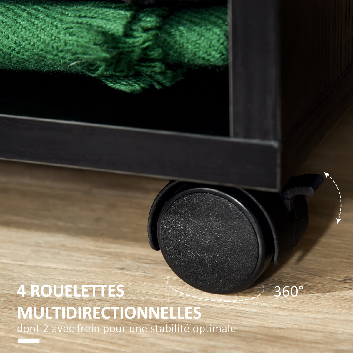 Lot de 2 portants à vêtements penderie mobile avec roulettes 2 niches + Grand Espace penderie en bois noir-4