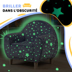Fauteuil enfants canapé pour enfants hosphorescent avec motif étoilé, tissu velours, pour garçons et filles, gris-4