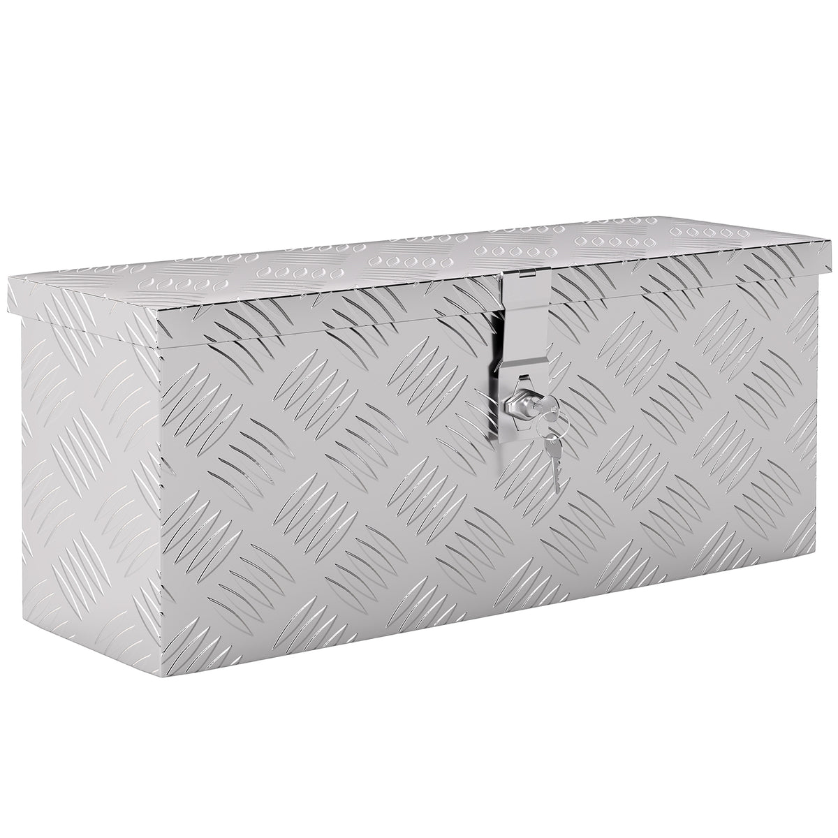 Boîte de rangement - boîte à outils en aluminium - caisse à outil alu. verrouillage clé dim. 50L x 15,5l x 20,5H cm - argent-0