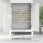 Meuble de salle de bain avec tiroir et étagères réglables, armoire de rangement sur pied, hauteur 102,5 cm, blanc-5