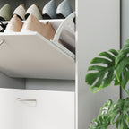 Armoire à Chaussures Meuble à Chaussures Grande Taille dim. 120L x 24l x 81H cm 4 Portes abattantes Double Niveau en Bois Blanc-8
