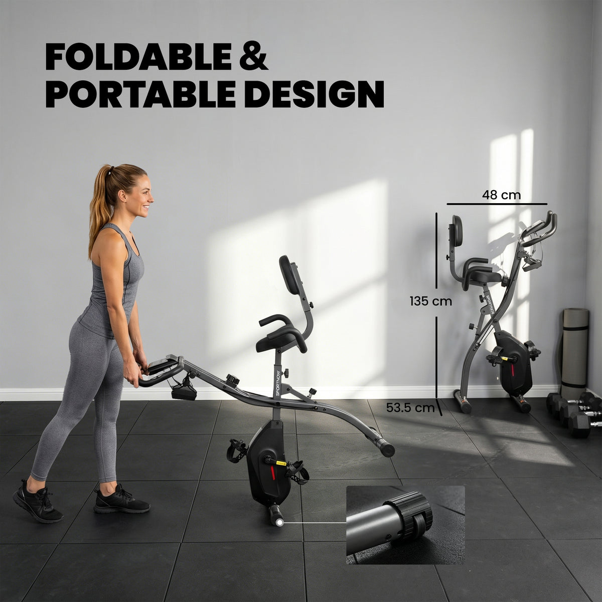 Vélo d'Appartement Pliable Vélo de Fitness 4 en 1 Silencieux Connecté Kinomap Bluetooth et Zwift 105x53,5x109cm Noir-8