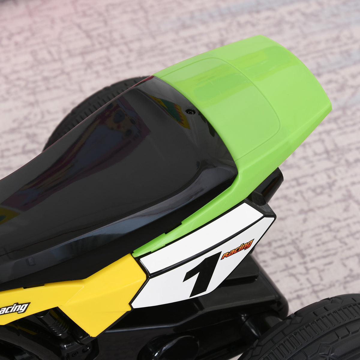 Tricycle Enfants Moto Cross Effets musicaux et Lumineux Coffre Rangement Vert-8