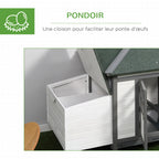 Poulailler cottage multi-équipement perchoir rampe pondoir enclos tiroir à déjection 196L x 76l x 97H cm bois massif pin gris blanc-5