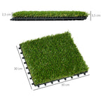 Gazon synthétique Artificiel Set de 10 Dalles Carreaux 30 x 30 cm épaisseur Confort 3,5 cm à emboîter Vert-2