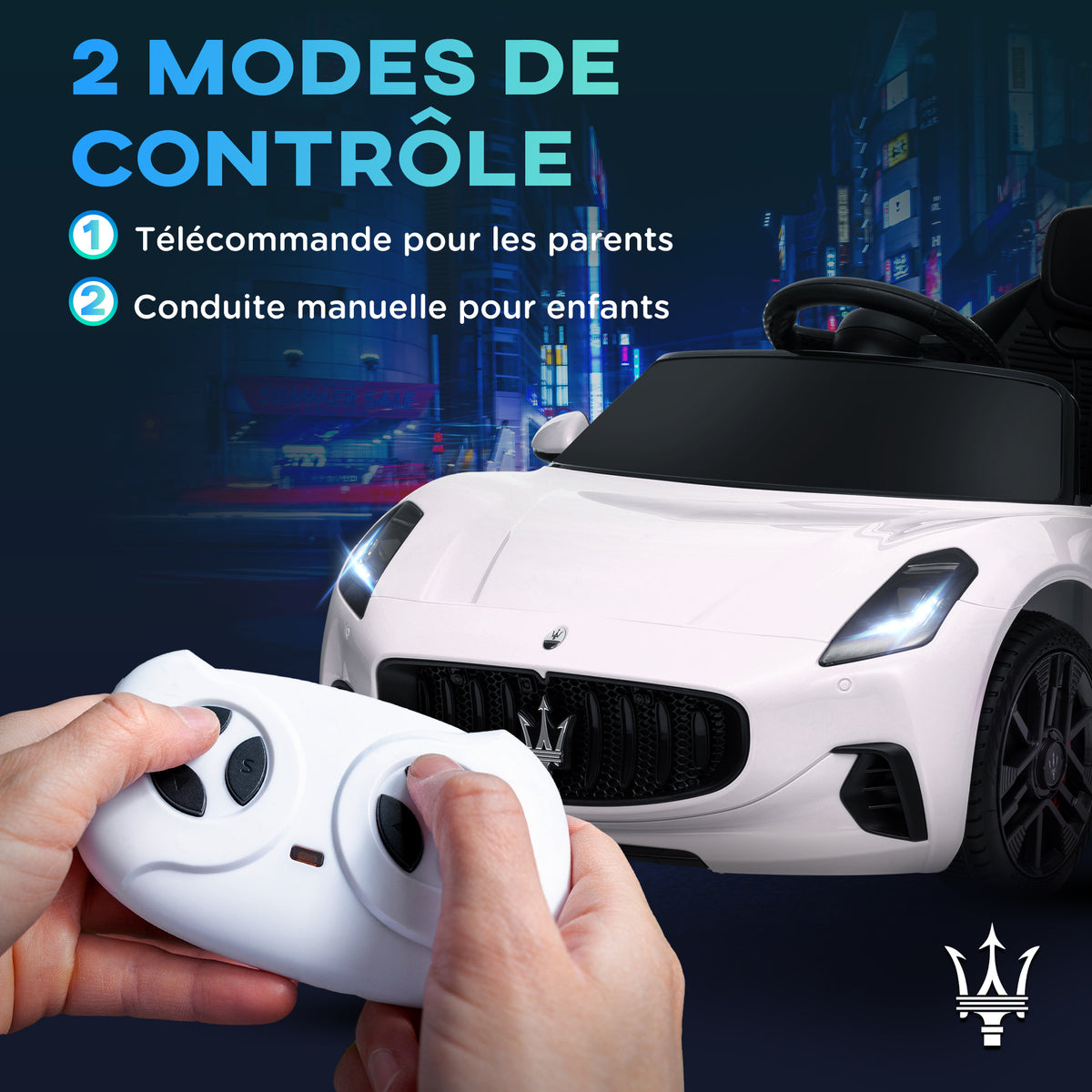 Voiture électrique pour enfants sous licence Maserati Gran Turismo Folgore, 12V avec télécommande, de 3 à 5 ans, blanc-4