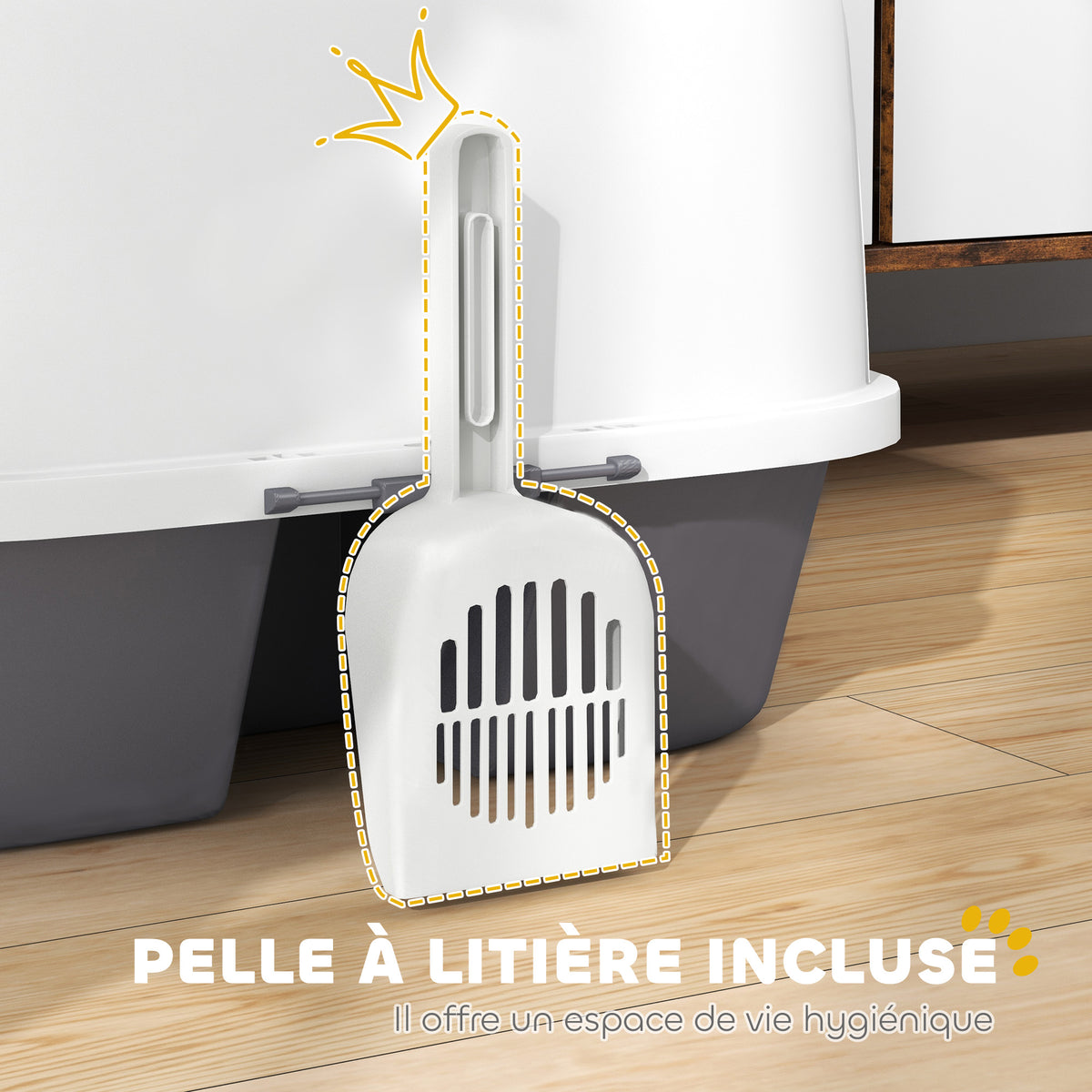 Bac à litière pour chat maison de toilette pour chat couvercle supérieur verrouillable et ouvrable 50 x 50 x 39 cm crème-4