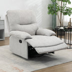 Fauteuil de relaxation inclinable manuellement avec repose-pied ajustable tissu aspect lin gris clair-6