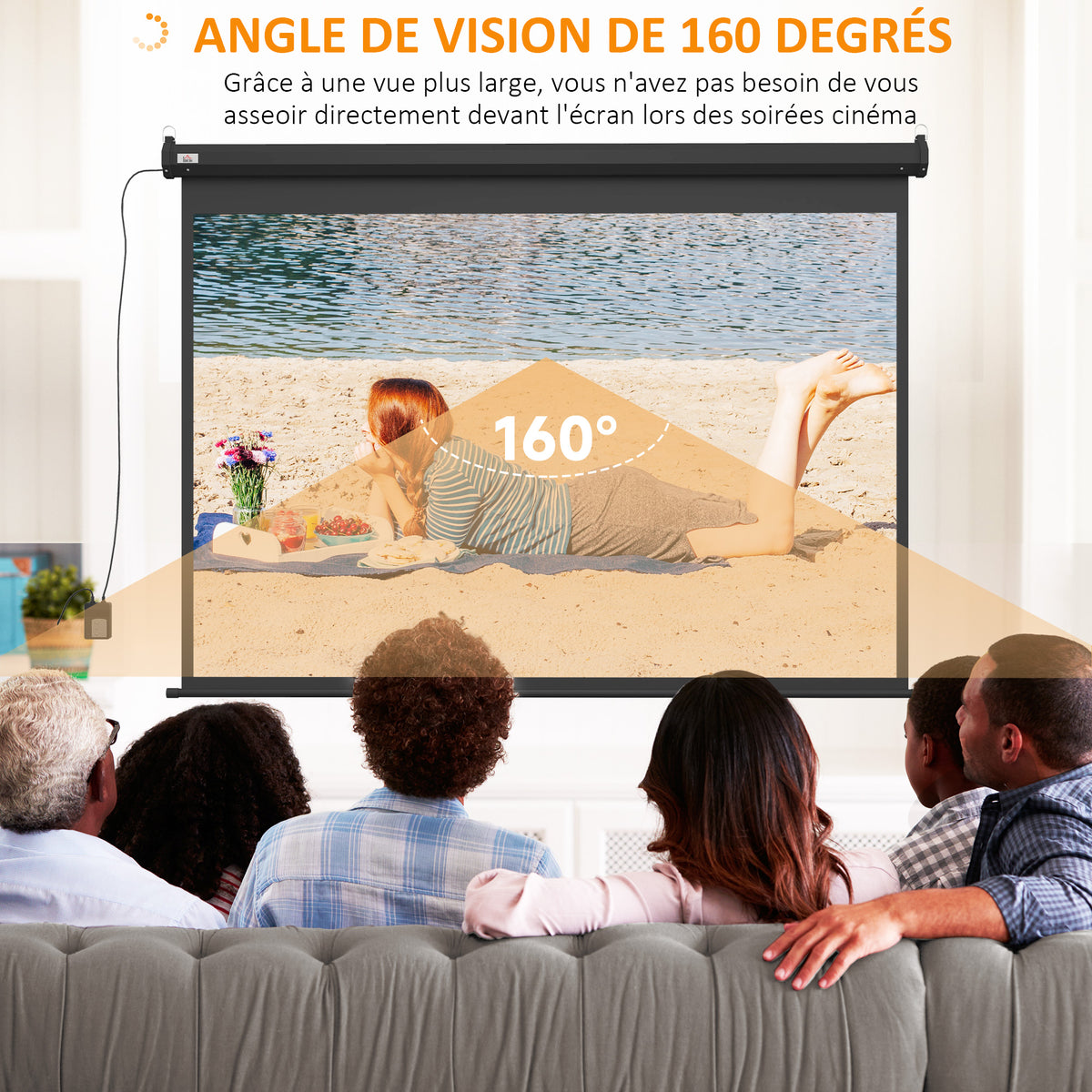 Écran vidéoprojecteur motorisé et électrique 100 Pouces, 4:3 4K HD, panneau de commande et télécommande-4