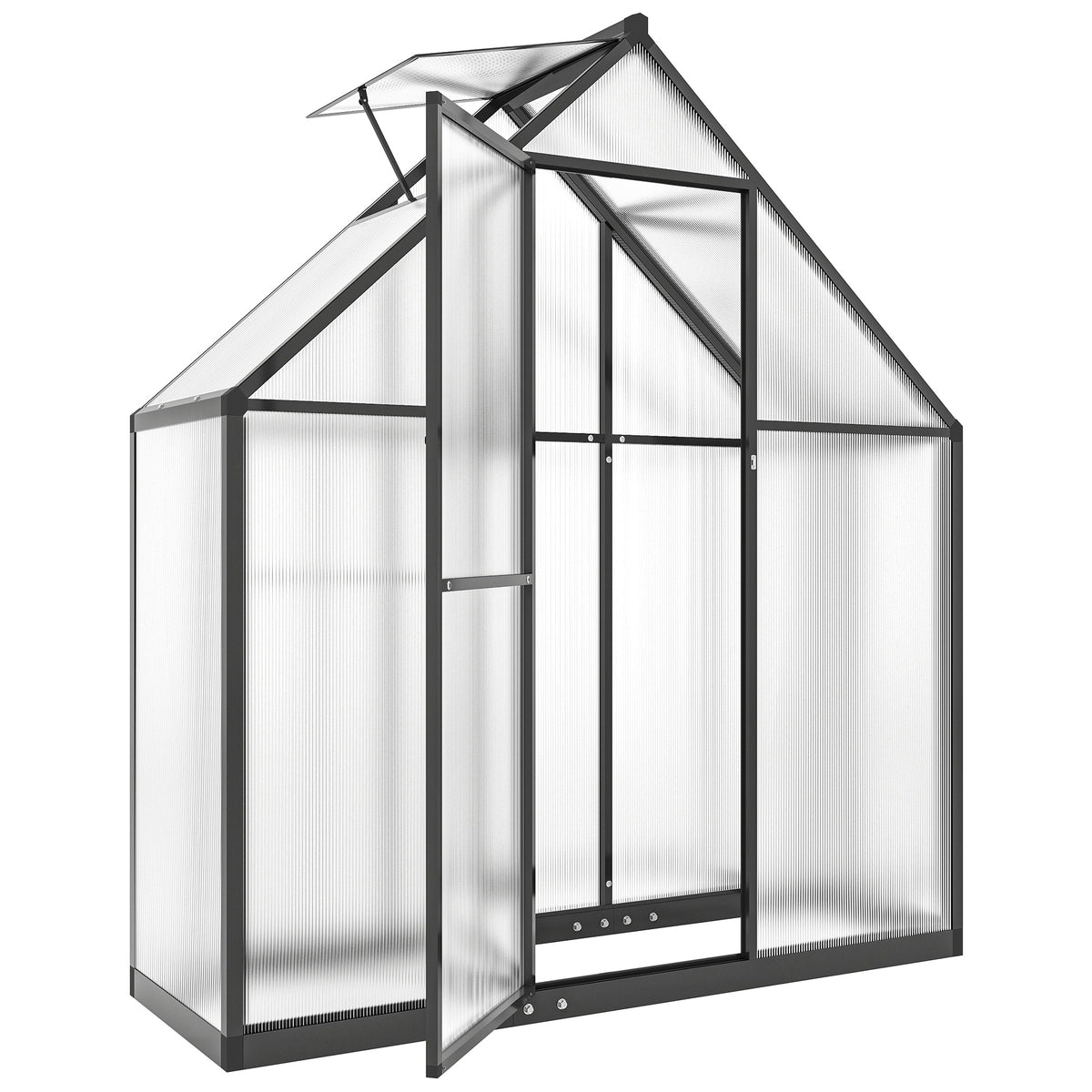 Serre de Jardin en Aluminium Polycarbonate, Montage Rapide, Fenêtre Réglable, Porte Battante, 170x58x195cm, Transparent-0