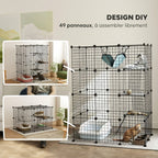 Cage pour chat d'intérieur parc pour chat en acier à 4 niveaux DIY avec 5 portes hamac 1-3 chats 105 x 70 x 140 cm noir-4