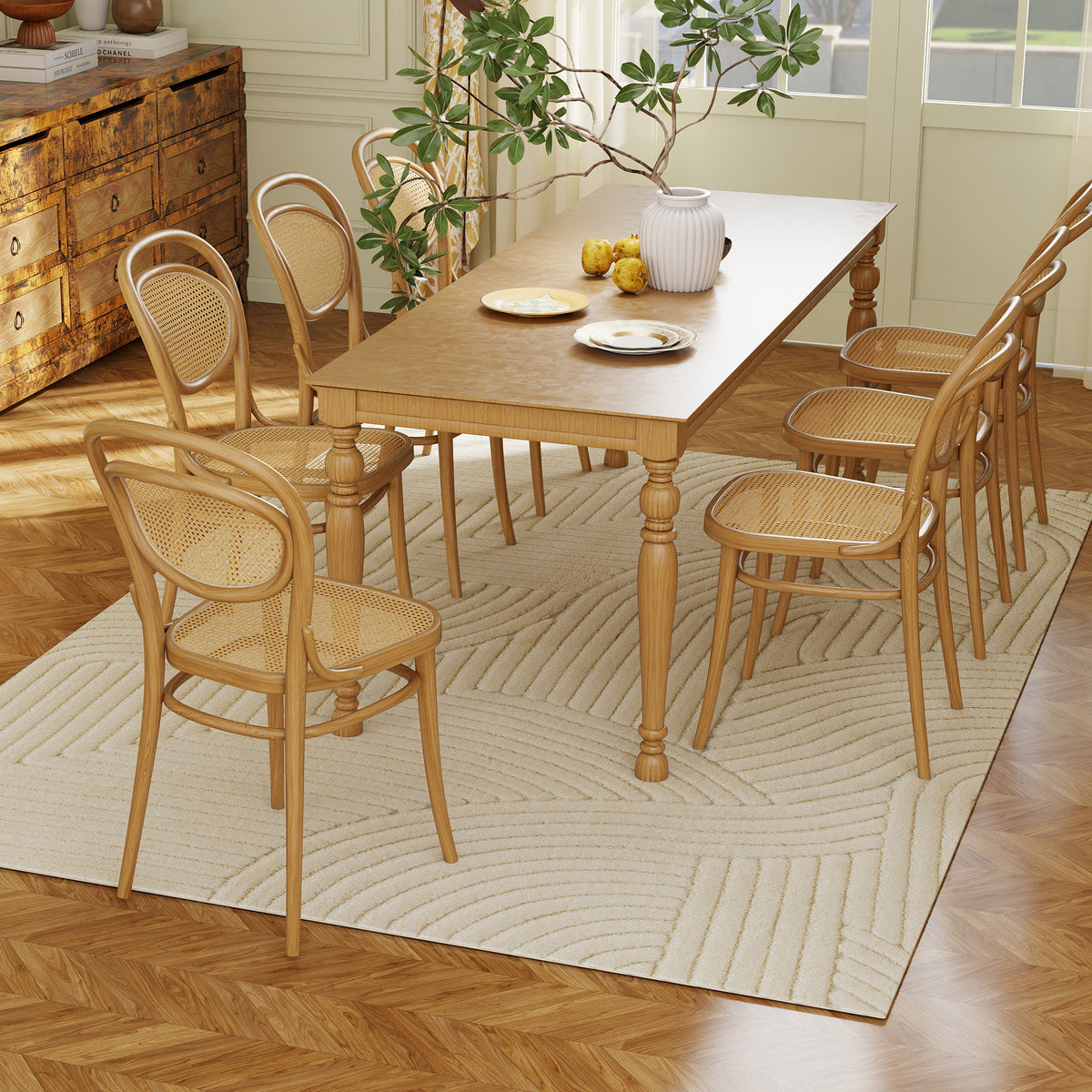 Tapis salon 230 x 160 cm, tapis à poils épais géométrique, moelleux et antidérapant, crème-6