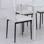 Lot de 4 chaises de salle à manger chaises de cuisine avec dossier haut pieds en métal et tissu en lin 41x50x97cm blanc-5