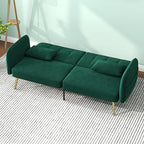 Canapé convertible 2 places canapé-lit canapé clic-clac en tissu velours avec dossier réglable, vert foncé-7