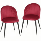 Lot de 2 Chaises de Salle à Manger, Chaises de Cuisine Rembourrées sans Accoudoirs, Pieds en Acier, 52x55x79cm, Bordeaux-0