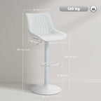 Lot de 2 tabourets de bar, chaises de bar structure en acier hauteur réglable 92-110 cm, dossier repose-pieds blanc-2