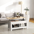 Table basse plateau relevable, table de salon avec étagères et compartiment caché,105 x 50 x 49-62,5 cm blanc-6