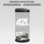 Poubelle cuisine automatique 42L acier inoxydable, poubelle à couvercle à fermeture en douceur, 30,5x30,5x68cm, noir-4