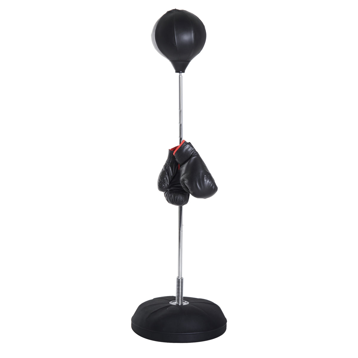 Sac Frappe Pied Punching ball pied haut. réglable 126-144 cm gants, pompe base lestage adolescents débutants noir-0