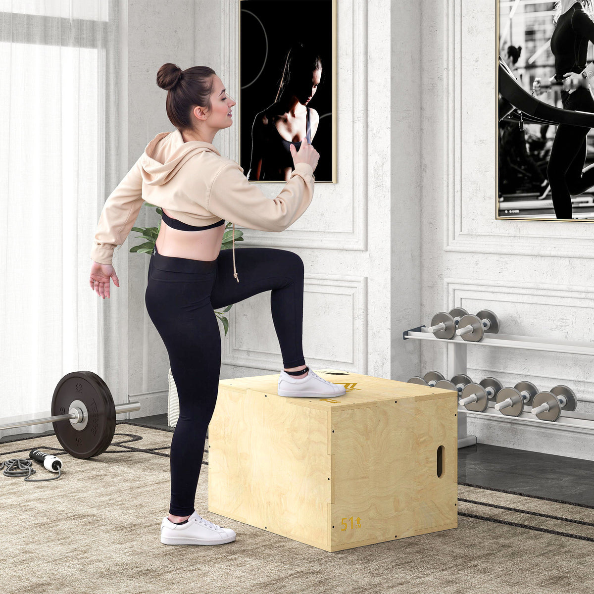 Box jump pliométrie 3 en 1 - Collaboration .fr x FFHandball - saut musculation fitness 61x51x76cm bois-1