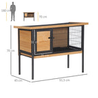 Cage à lapins en bois sur pieds, clapier pour rongeurs, cochons d'inde avec toit ouvrable - dim. 91,5L x 45l x 70H cm-2
