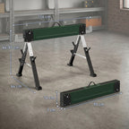 lot de 2 tréteaux pliables en métal, charge max 1160 kg, hauteur réglable 64-81cm, poignée de transport, vert-2