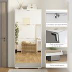 Meuble à chaussures 2 en 1 façades miroir 4 portes abattants, étagères réglables, jusqu'à 24 paires, 76l x 26P x 168H cm-7
