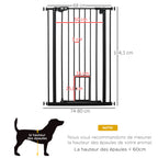 Lot de 2 barrières de sécurité animaux de 104H cm avec système de double verrouillage sans percage de 74 à 80 cm-2