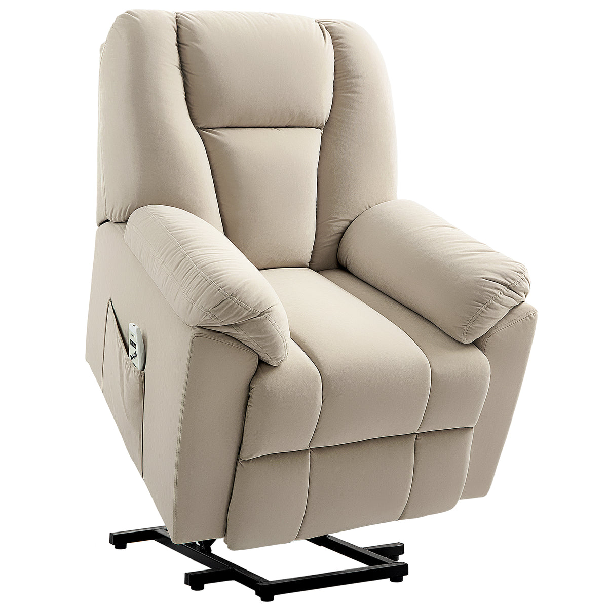 Fauteuil releveur électrique avec fonction massage et chauffage avec dossier inclinable, ports USB, télécommande, beige-0
