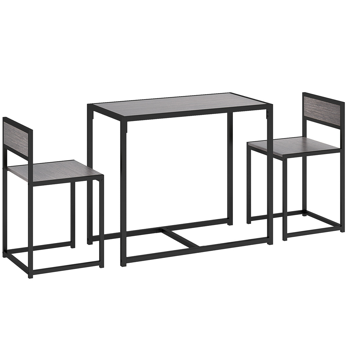 Ensemble table et chaises , table à manger 3 pièces avec 2 chaises encastrables, pour cuisine salon maison, gris-0