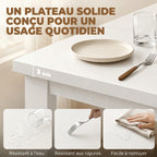Table à Manger pour 4 Personnes avec Plateau Relevable et Rangements Cachés, 120 x 60 x 75,5 cm, Blanc-5