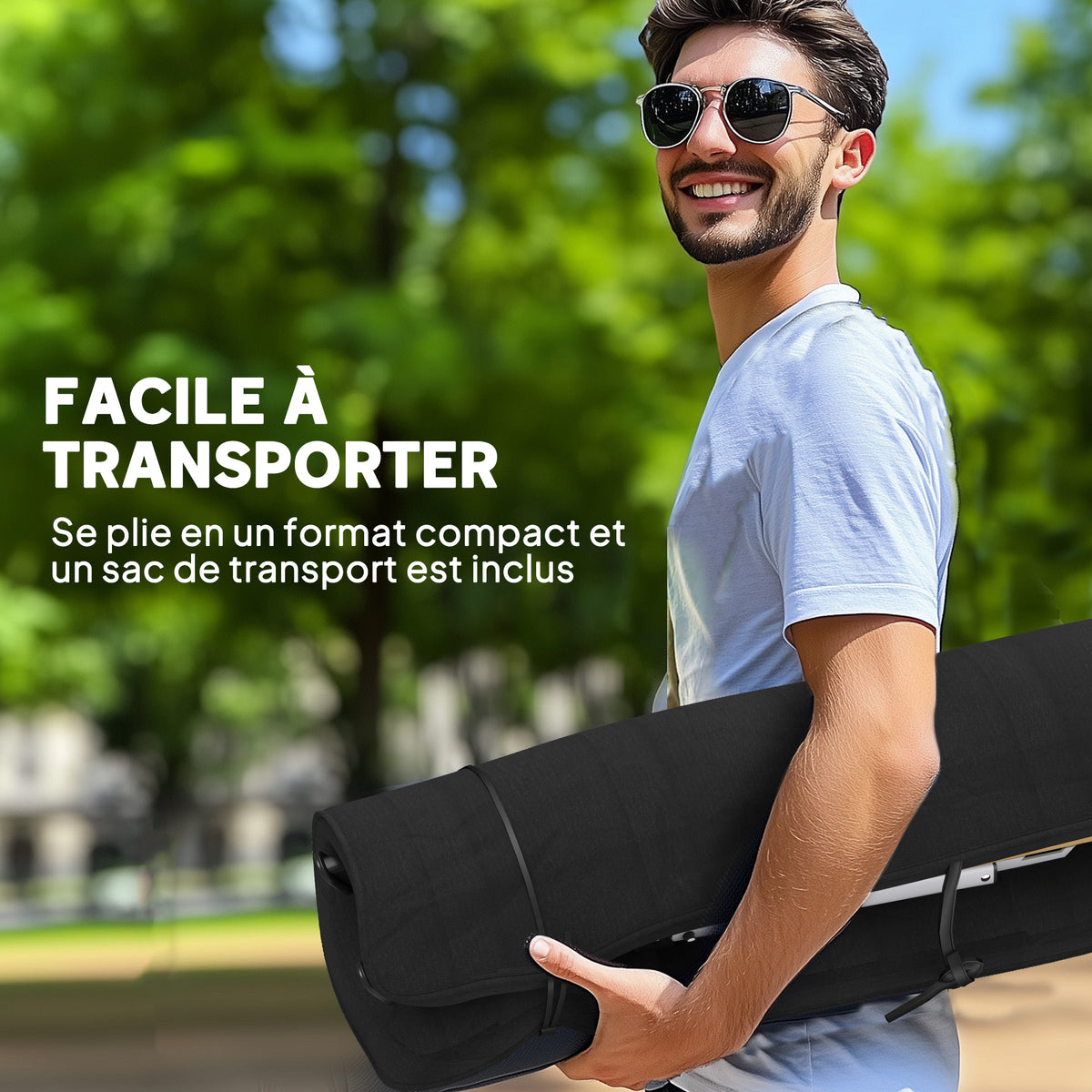 Chaise de camping chaise de pêche pliante, dossier haut, coussin amovible et sac de transport, 59x67x96cm, noir-6