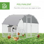 Grand enclos poulailler 5,32 ㎡ parc grillagé toit anti-UV porte verouillable 2,8 x 1,9 x 1,97 m argenté-4