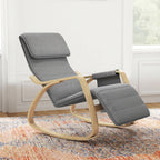 Fauteuil relax à bascule fauteuil allaitement avec repose-pieds réglable, poche latérale et appui-tête, gris-1