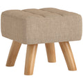 Repose pied salon ottoman siège rembourré en tissu avec pieds en bois 27 x 27 x 26 cm marron clair-0
