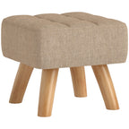 Repose pied salon ottoman siège rembourré en tissu avec pieds en bois 27 x 27 x 26 cm marron clair-0