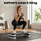 Stepper Fitness Aérobic hauteur réglable 10/15/20 cm surface antidérapante 80 x 31 x 20 cm plastique noir gris-6