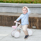 Draisienne vélo Enfant 4 roues selle réglable, guidon ergonomique alliage alu. PP, enfant 1 à 3 ans - Gris Blanc Rose-9