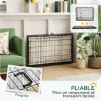 Cage caisse de transport pliante pour chien poignée, plateau amovible, coussin fourni 105 x 70 x 75 cm noir-6