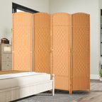 Paravent intérieur en bois 4 panneaux séparateur de pièce pliable pour salon chambre 180 x 180 cm brun clair-7