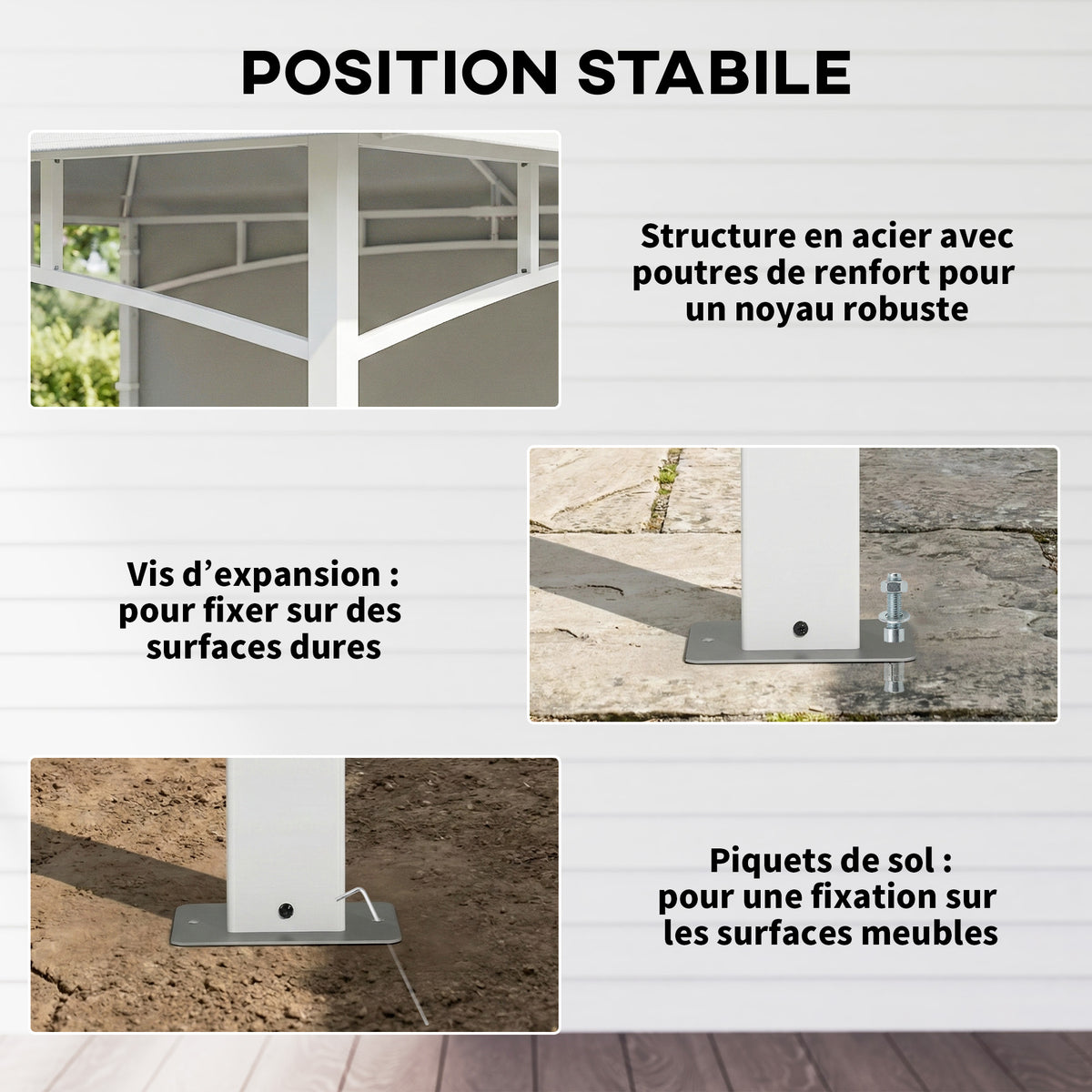 Pavillon Tonnelle de Jardin Toit Double Rideaux et Poches de Rangement Crochet de Plafond 3 x 3 m Crème-5