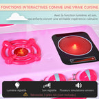 Cuisine pour Enfant Recettes Jeu d'imitation 38 Accessoires Inclus Sons et lumières polypropylène Rose-3