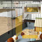 Cage pour petits animaux 2 en 1 avec dessus amovible enclos lapin 2 zones séparées rampe 121 x 61 x 61 cm en acier noir-4