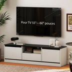 Meuble TV pour Télévision jusqu'à 60" avec 2 Armoires, 1 Étagère Ouverte, 1 Tiroir, Moderne, 140x35x40cm, Noir et Blanc-5